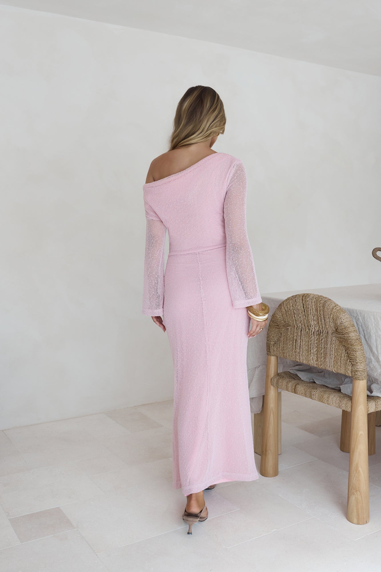 cool daze long sleeve knit maxi dress pink