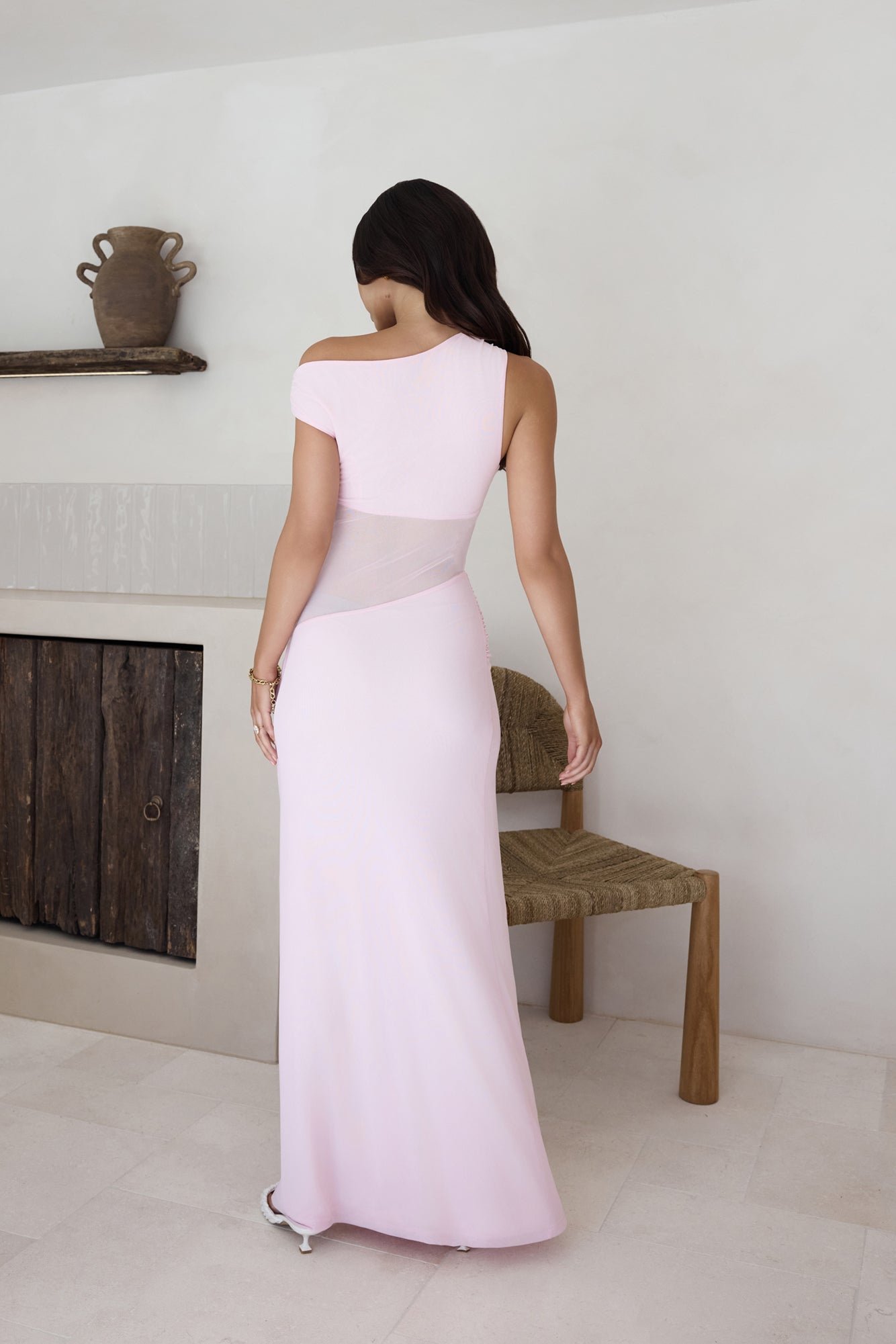 naelle one shoulder maxi dress musk
