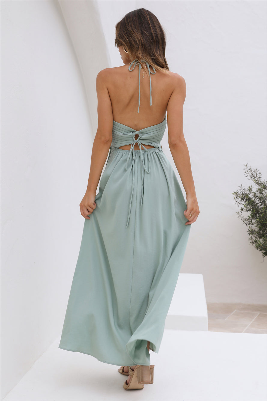cross my heart maxi dress sage