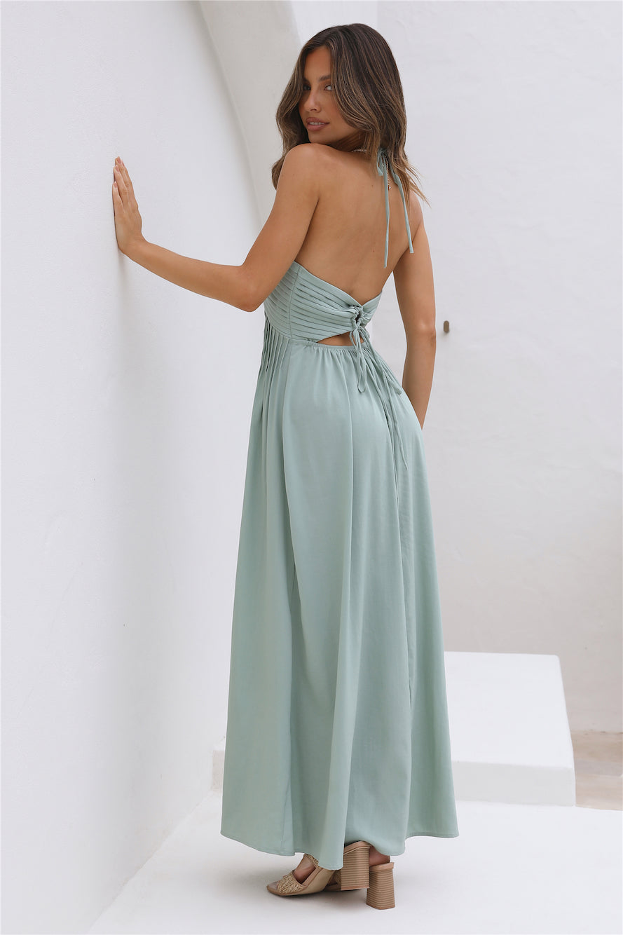 cross my heart maxi dress sage