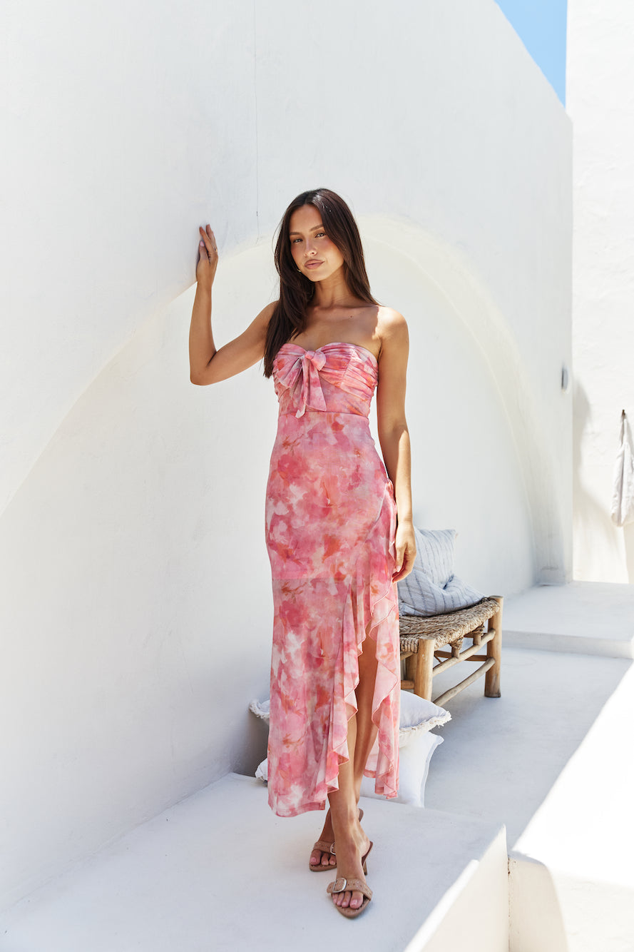 majorca strapless midi pink