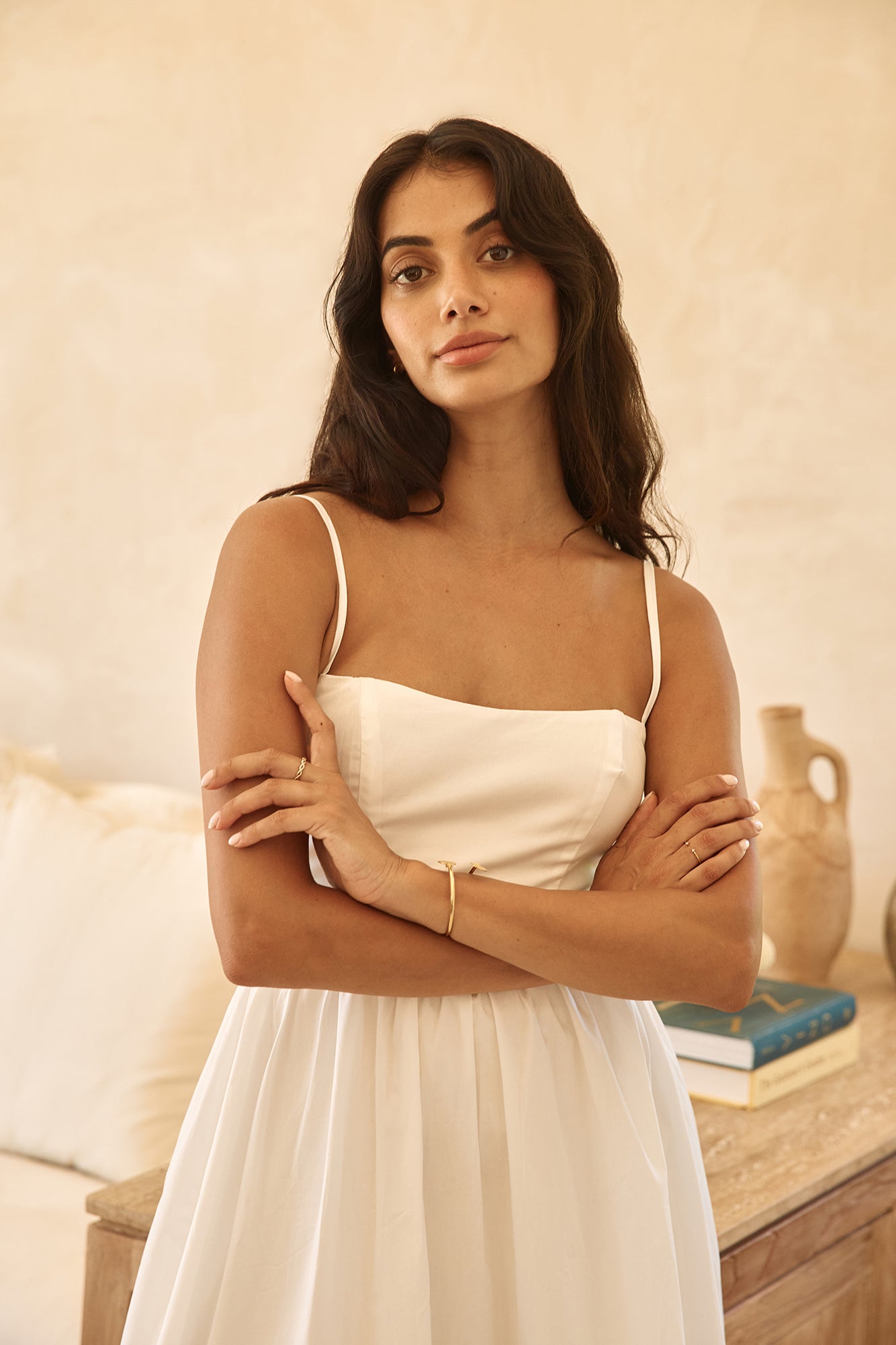 diamond eyes midi dress white