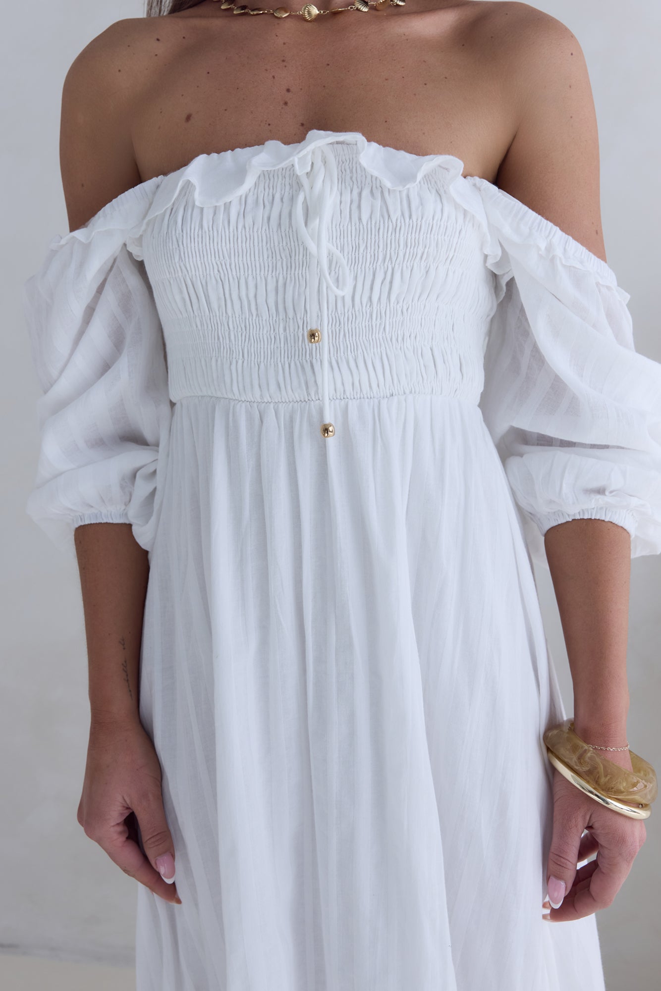 loved by the moon midi dress white