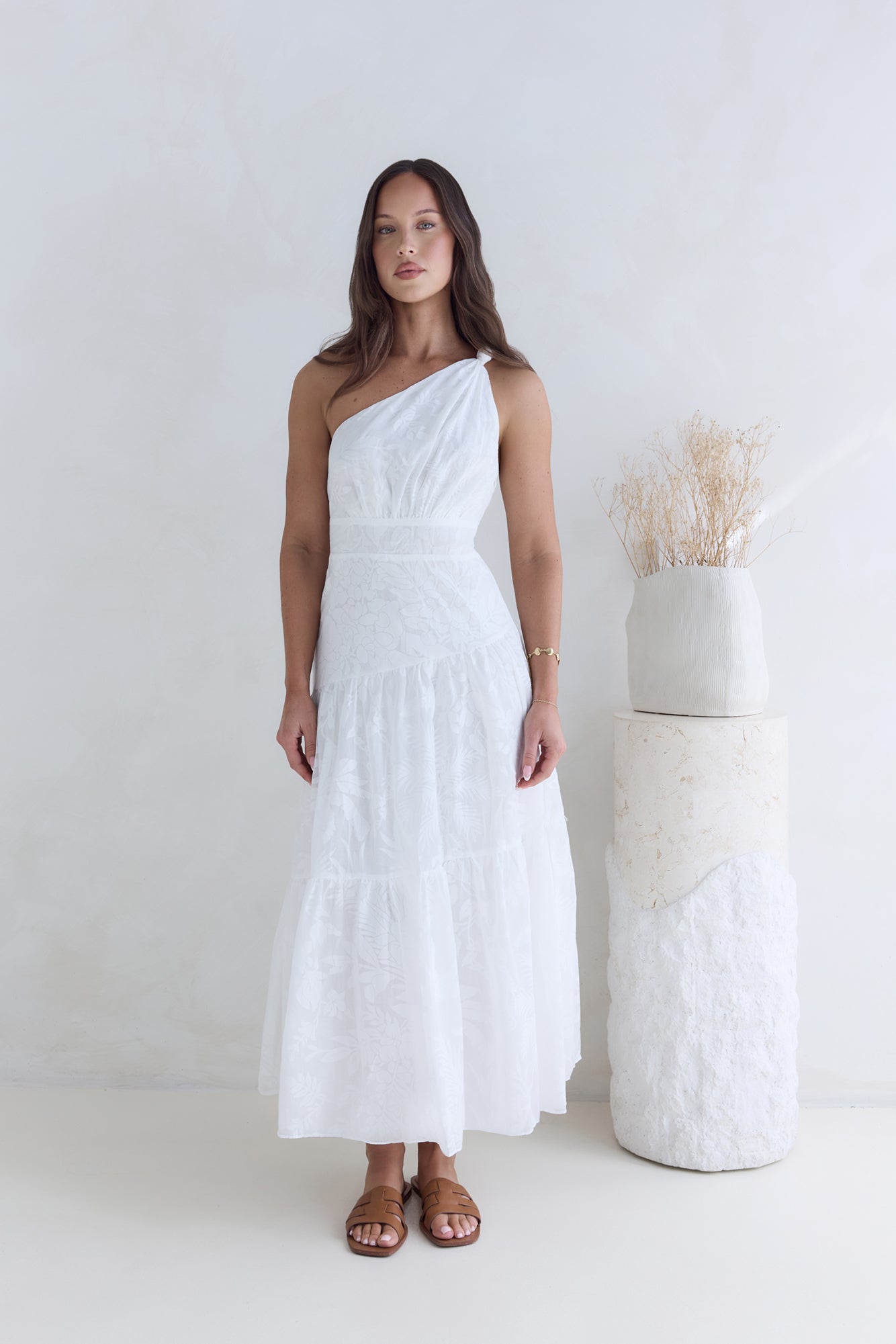 snowy mountain maxi dress white