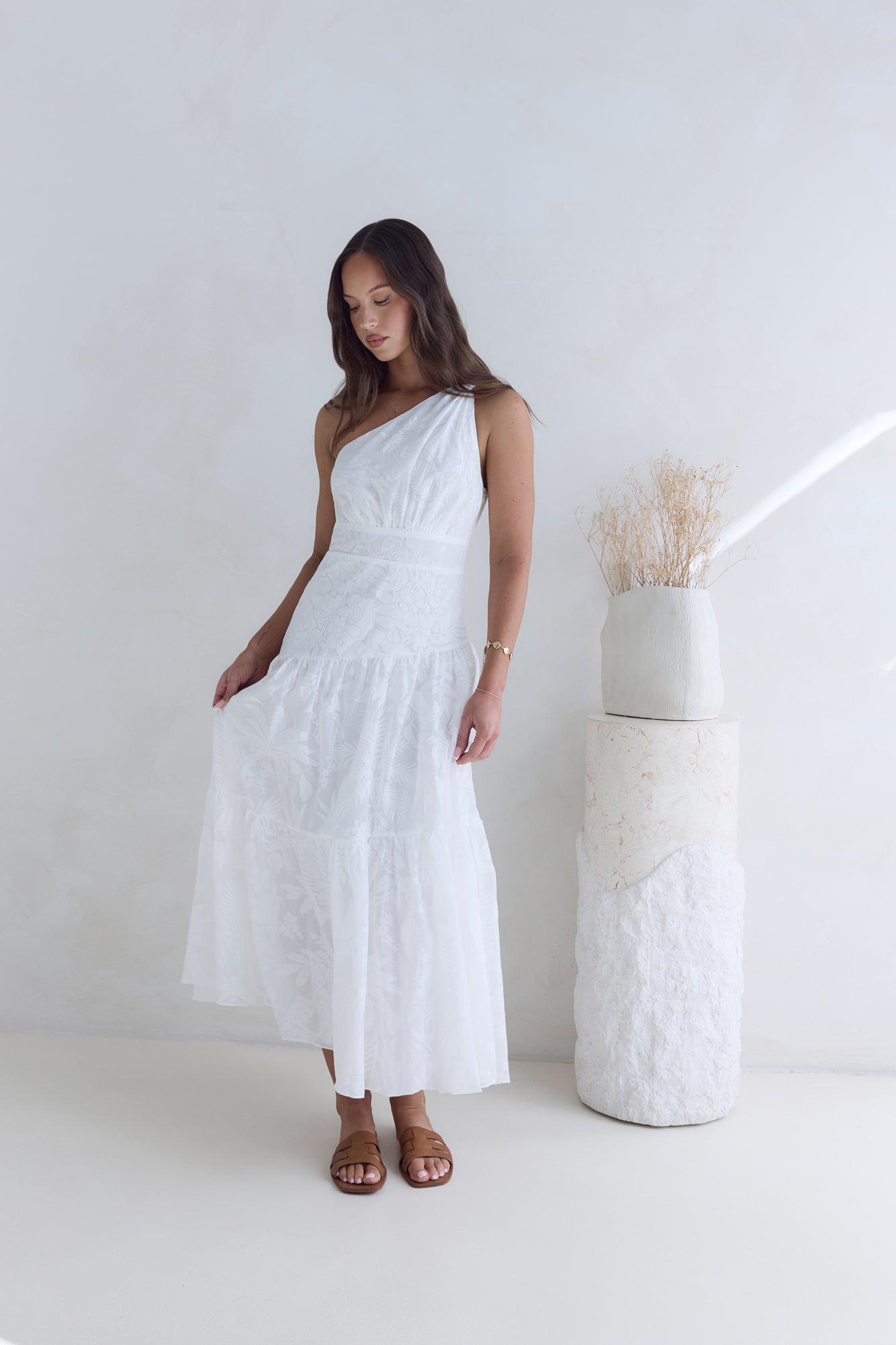 snowy mountain maxi dress white