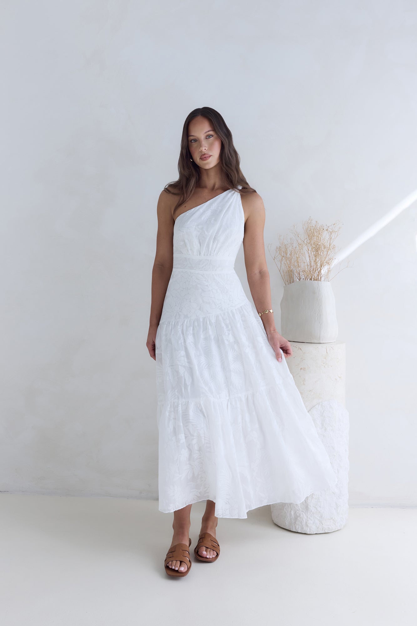 snowy mountain maxi dress white