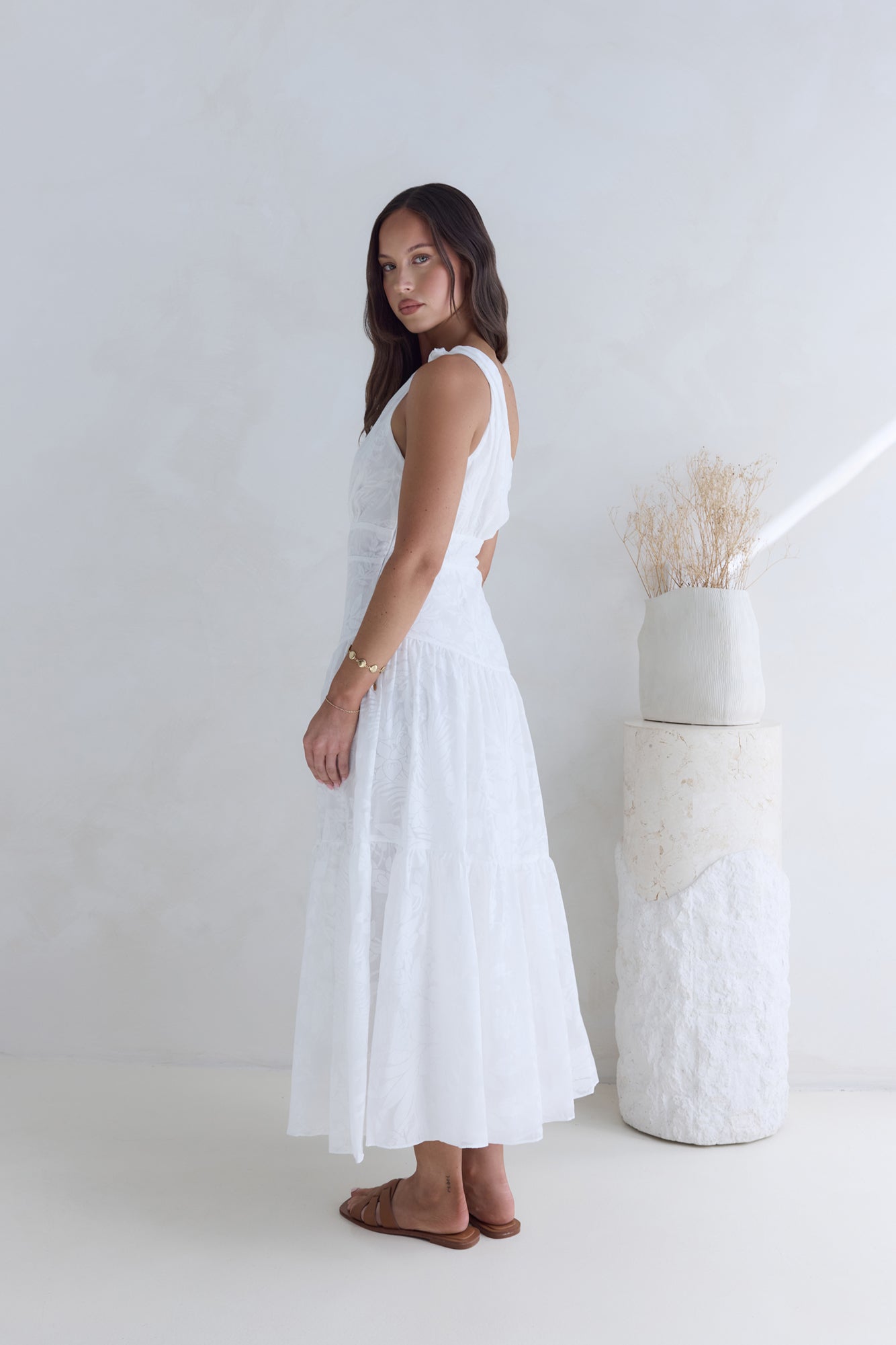snowy mountain maxi dress white