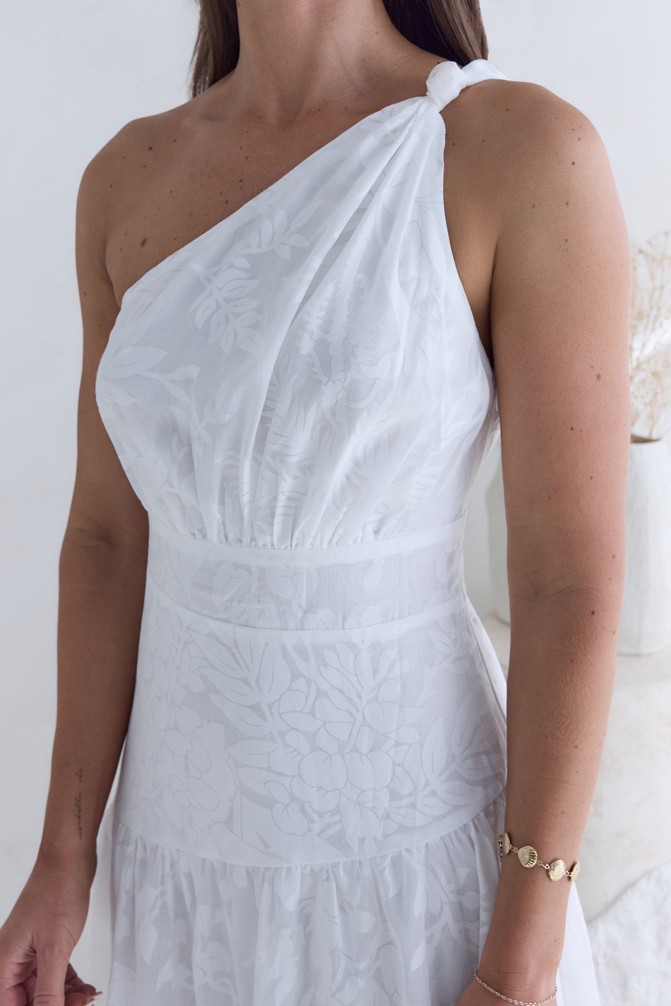 snowy mountain maxi dress white