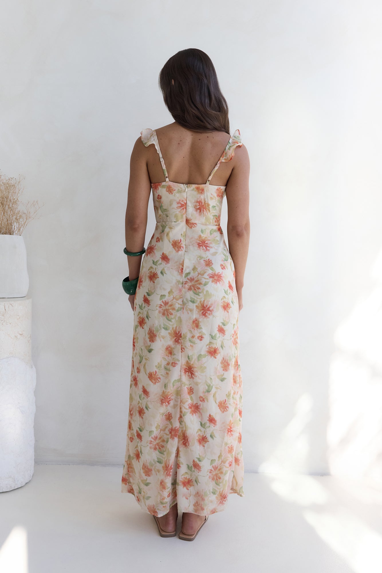 glimmer glide maxi dress orange