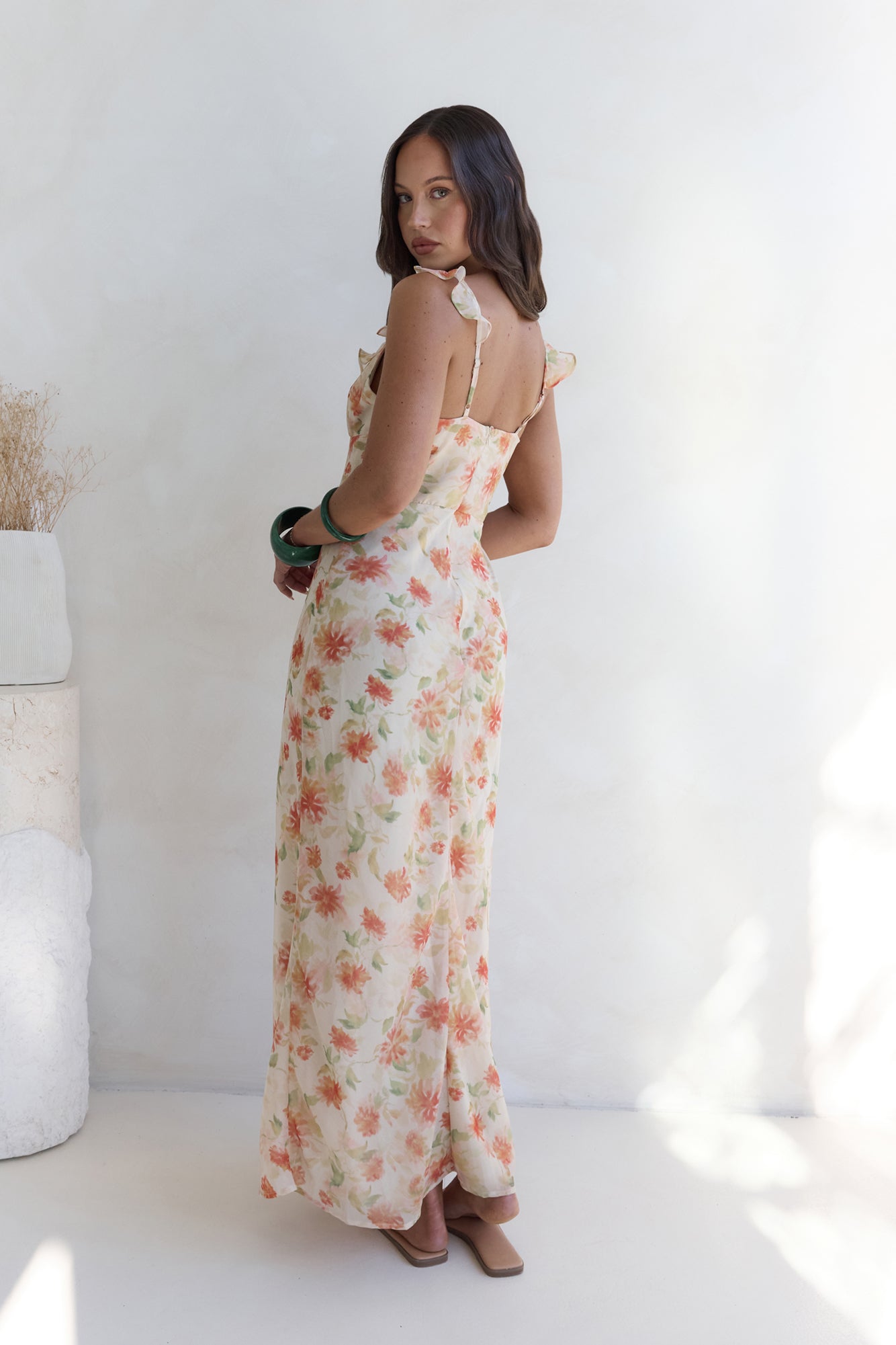 glimmer glide maxi dress orange