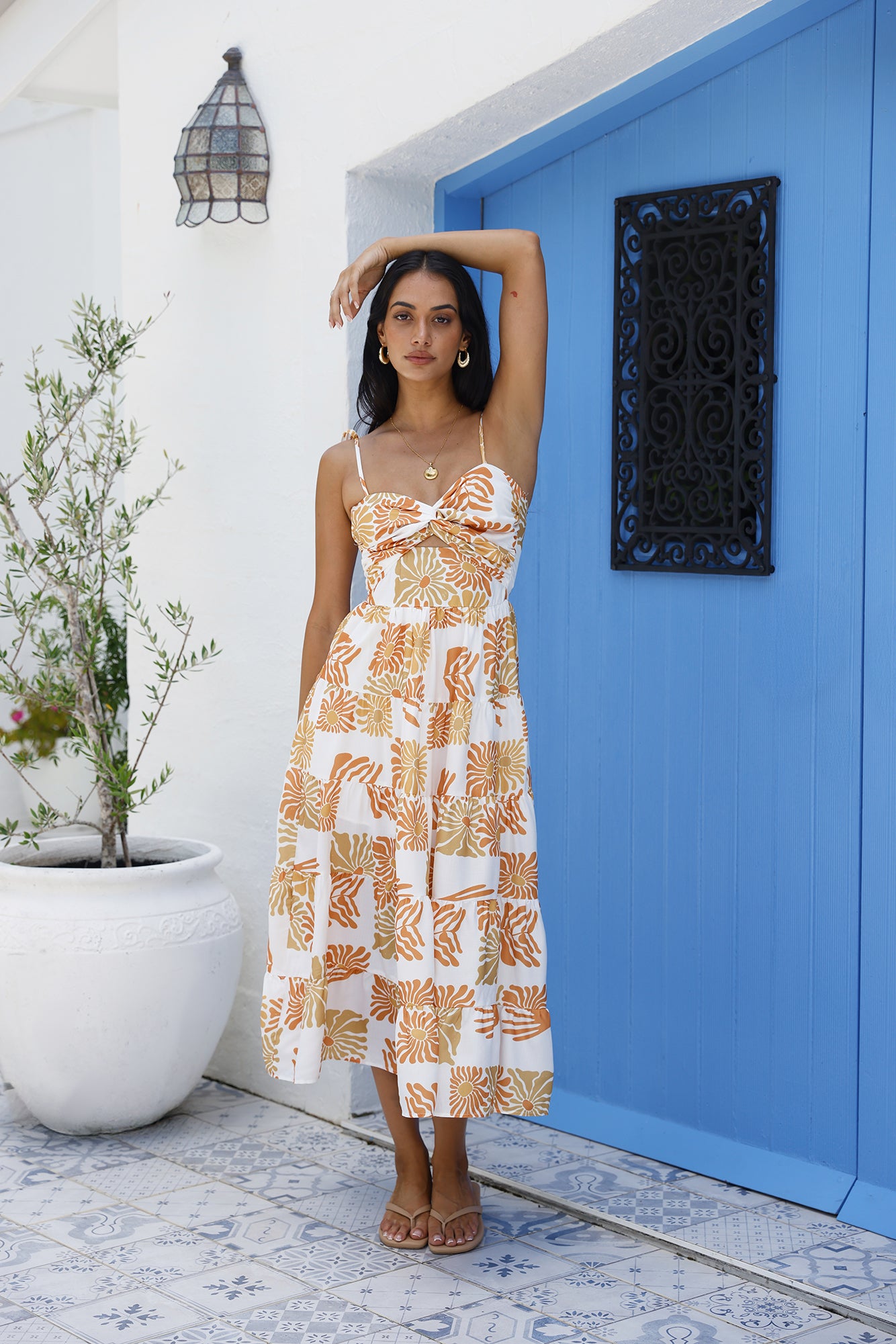 sundrenched serenade midi dress orange