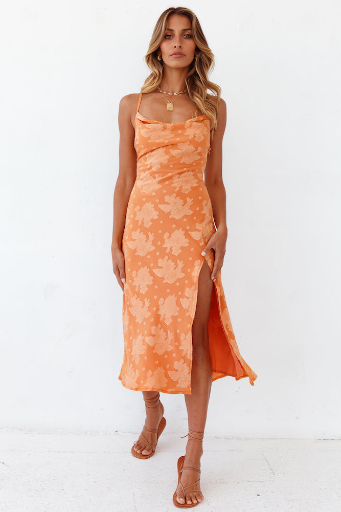 leora midi dress orange
