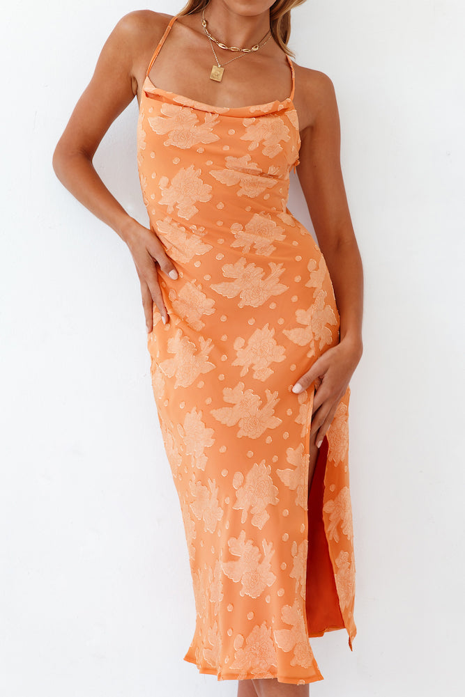 leora midi dress orange